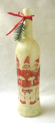 Leuchtflasche Weihnachten - CHRISTKINDER - beige - 32cm