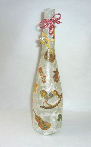 Leuchtflasche Weihnachten - GESCHENKE - weiß - 32cm
