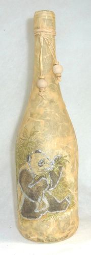 Leuchtflasche PANDA - beige - 30cm