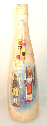 Leuchtflasche Weihnachten - ENGEL & BERGMANN - creme - 31cm