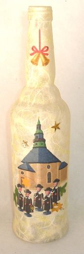 Leuchtflasche Weihnachten - KORINTHE CHOR - natur - 30cm