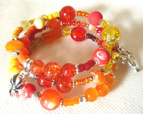 Spiralarmband - orange, gelb & rot -