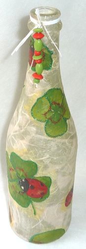 Leuchtflasche KLEEBLATT - natur - 29cm