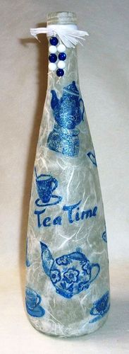Leuchtflasche TEA TIME - weiß - 31cm